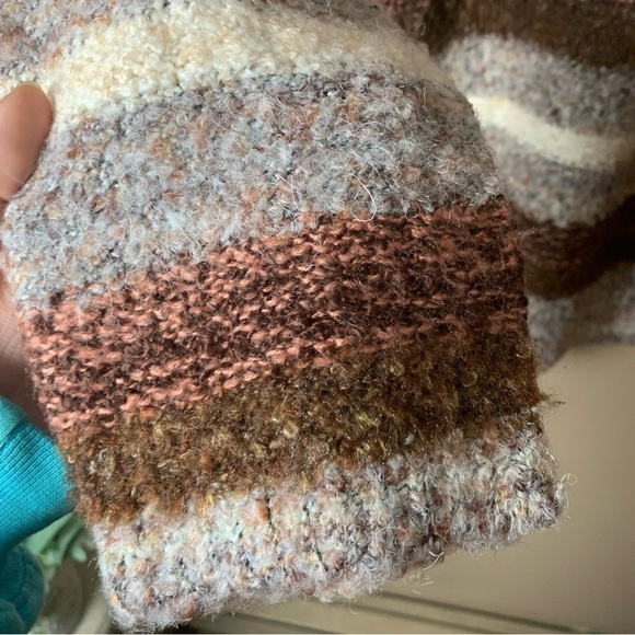 [Universal Thread] Brown & Gray  Striped Mock Neck Longline Pullover Sweater - Picture 3 of 7